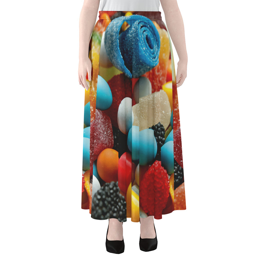 Yummy Gummy Print Chiffon Maxi Skirt