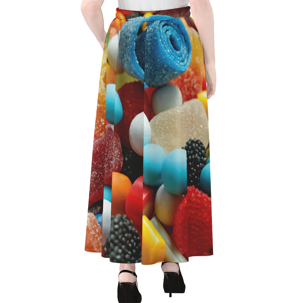 Yummy Gummy Print Chiffon Maxi Skirt