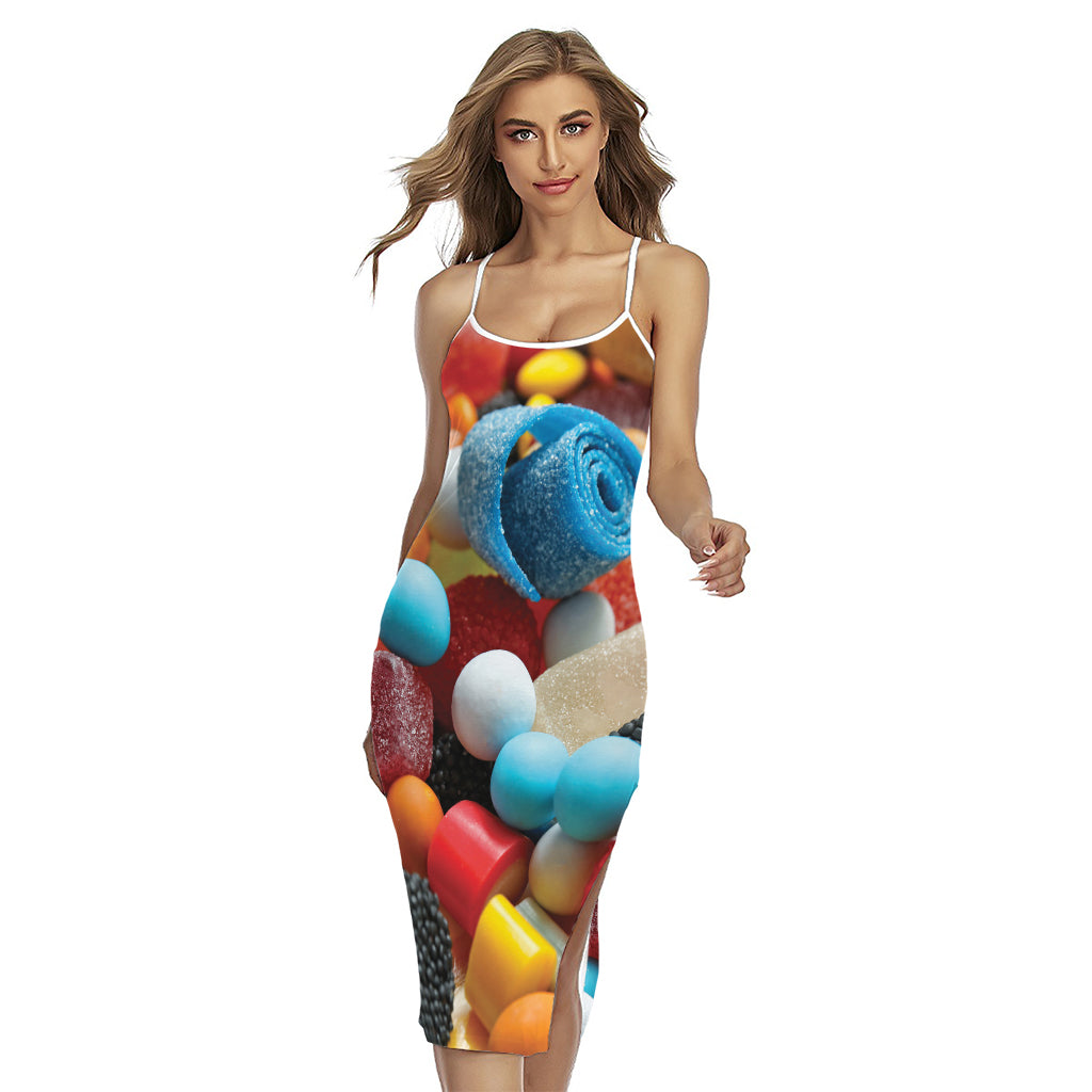 Yummy Gummy Print Cross Back Cami Dress