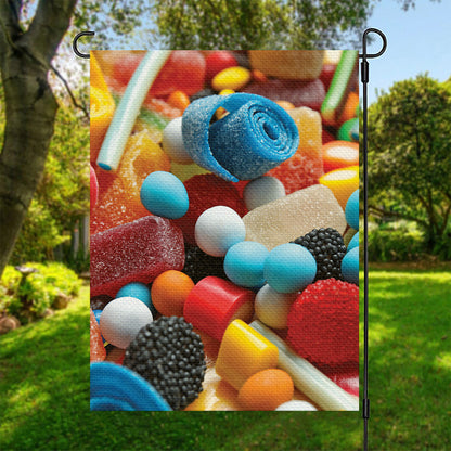 Yummy Gummy Print Garden Flag