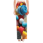 Yummy Gummy Print High Slit Maxi Skirt