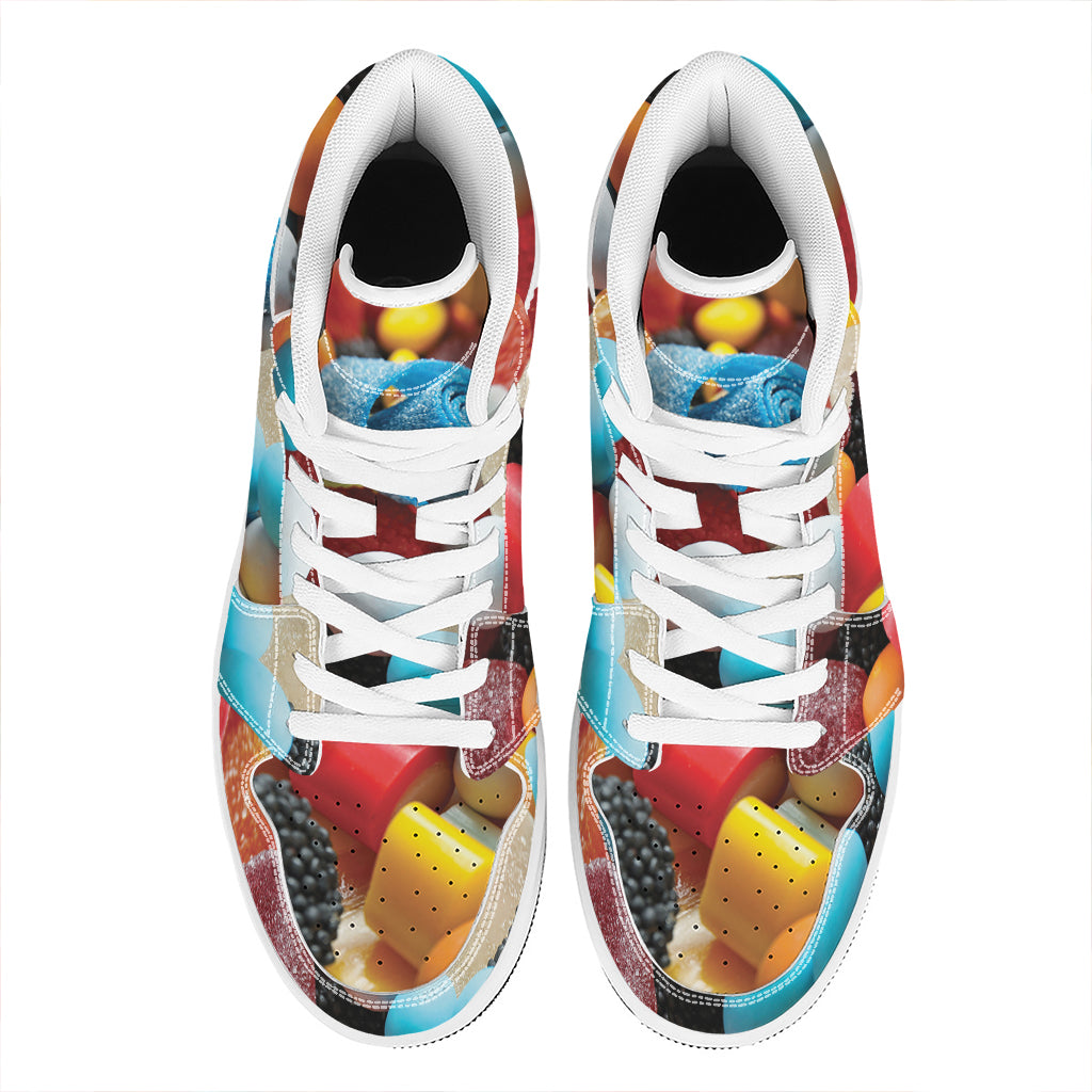 Yummy Gummy Print High Top Leather Sneakers