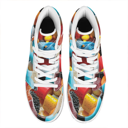 Yummy Gummy Print High Top Leather Sneakers