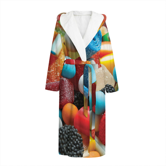 Yummy Gummy Print Hooded Bathrobe