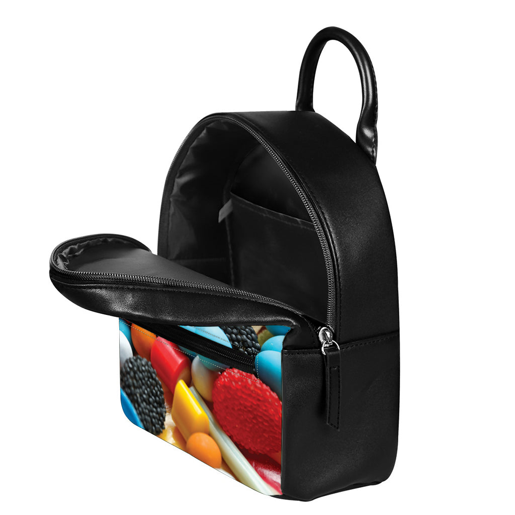 Yummy Gummy Print Leather Backpack