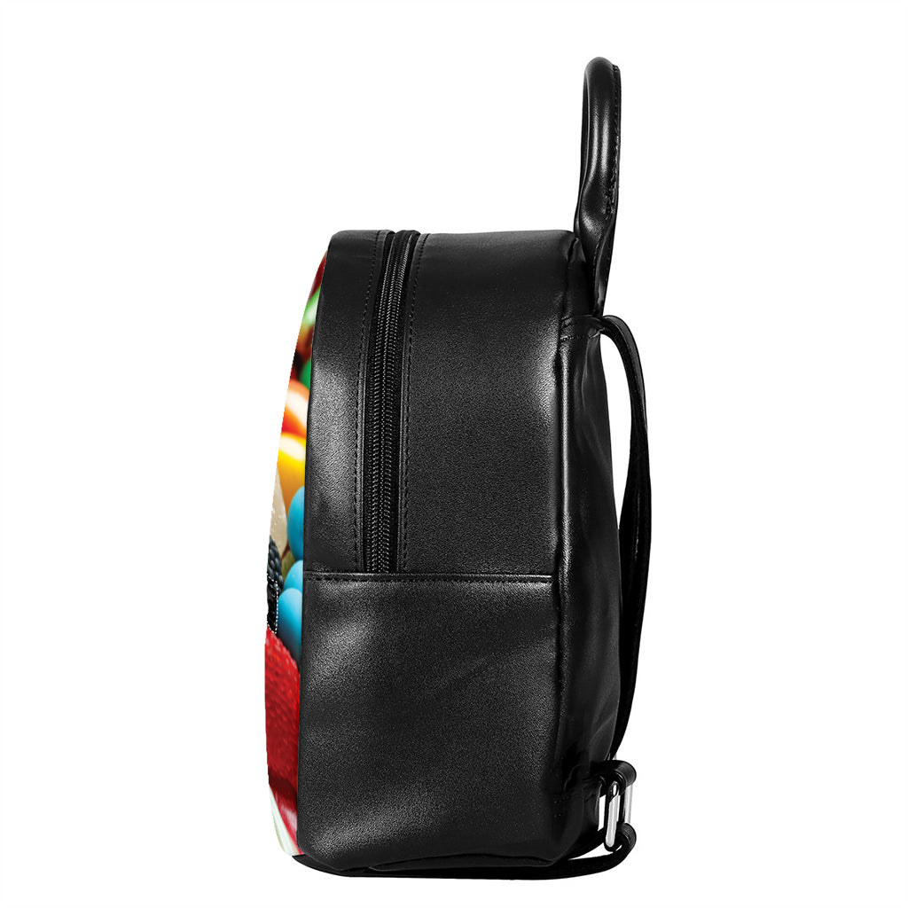 Yummy Gummy Print Leather Backpack