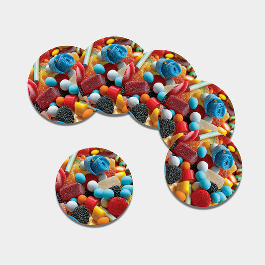 Yummy Gummy Print Leather Coaster Set