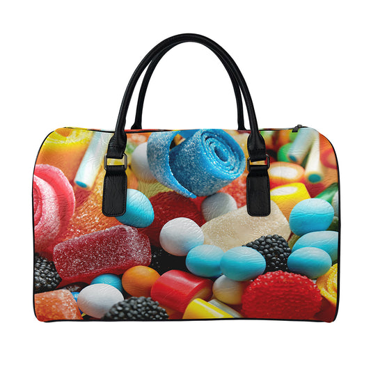 Yummy Gummy Print Leather Duffle Bag