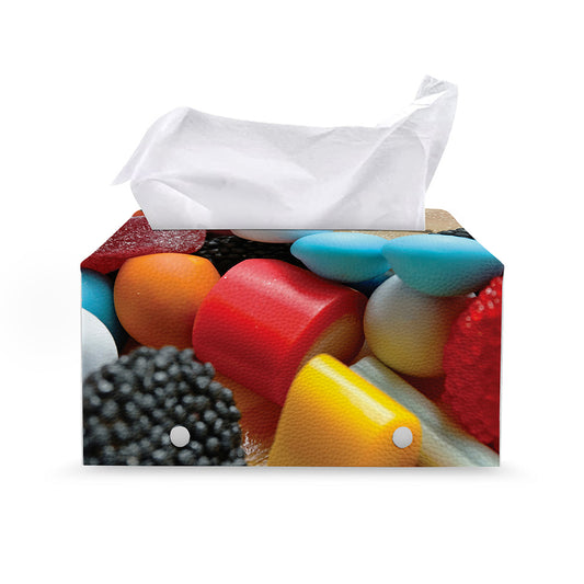 Yummy Gummy Print Leather Tissue Box Cover