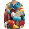 Yummy Gummy Print Long Sleeve Baseball Jersey