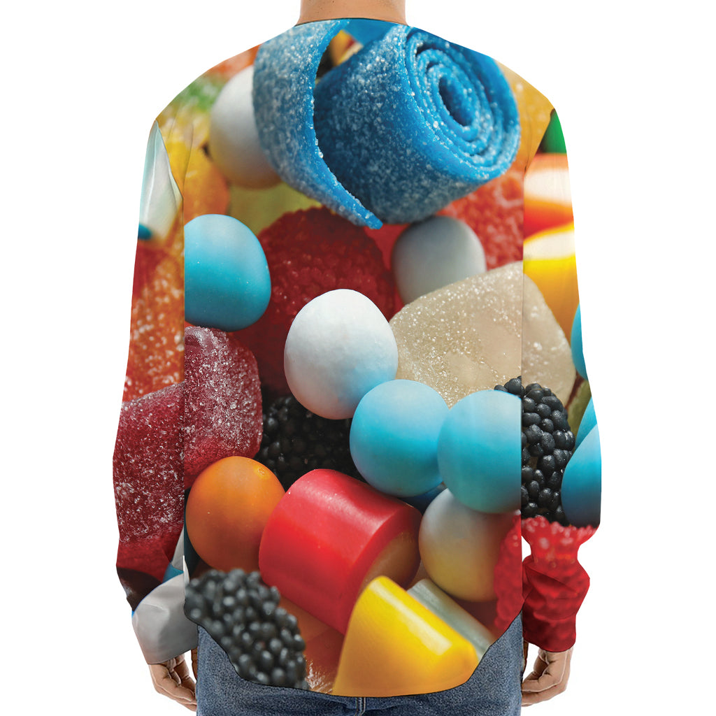 Yummy Gummy Print Long Sleeve Baseball Jersey