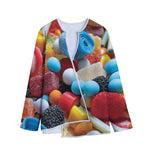 Yummy Gummy Print Long Sleeve Short Coat