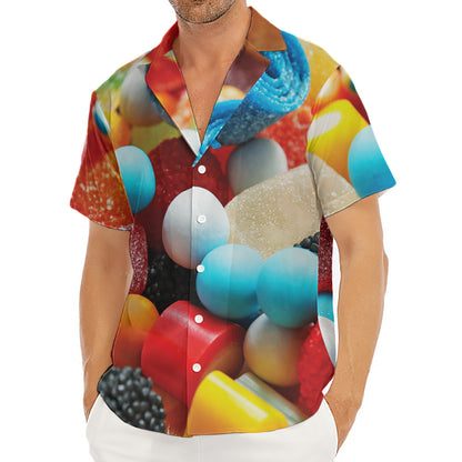 Yummy Gummy Print Men's Deep V-Neck Shirt
