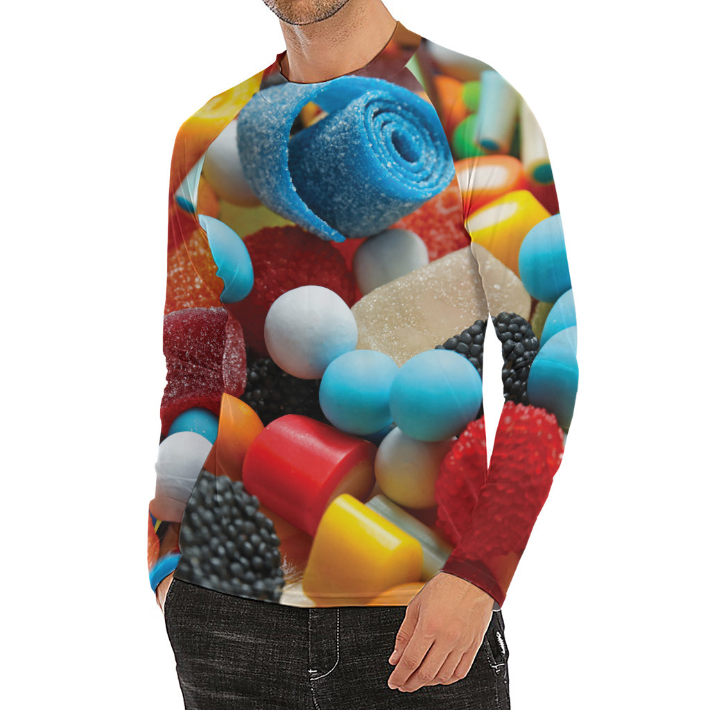 Yummy Gummy Print Men's Long Sleeve Rash Guard