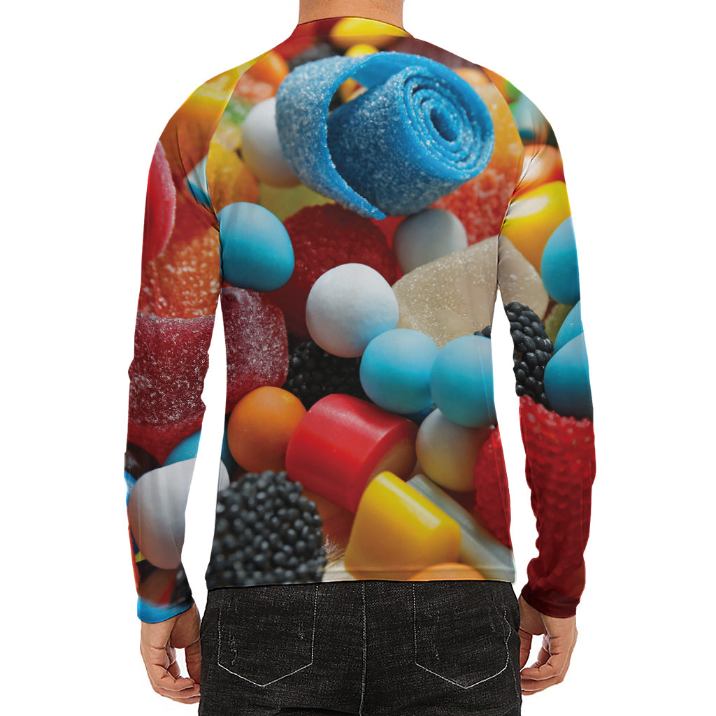 Yummy Gummy Print Men's Long Sleeve Rash Guard