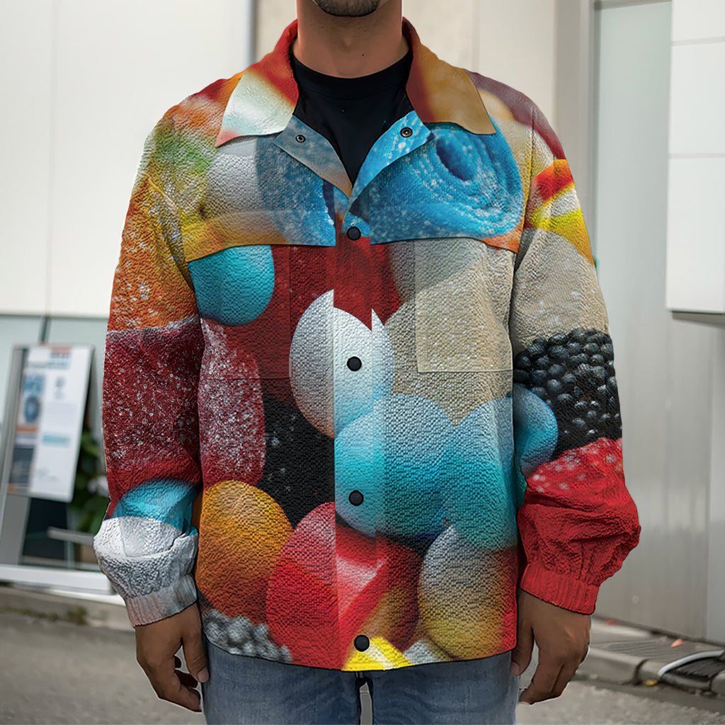Yummy Gummy Print Men's Shirt Jacket