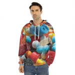 Yummy Gummy Print Men's Velvet Pullover Hoodie