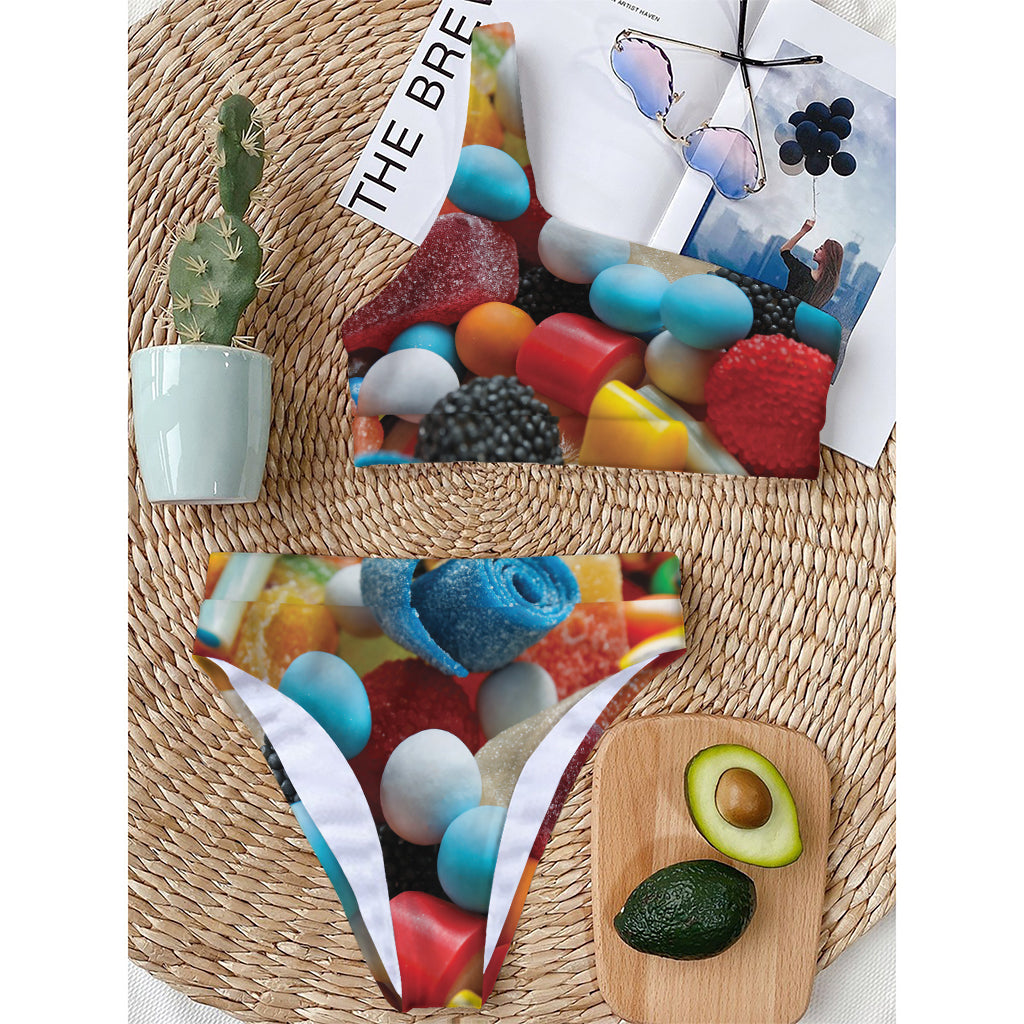 Yummy Gummy Print One Shoulder Bikini Top