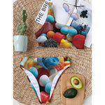 Yummy Gummy Print One Shoulder Bikini Top