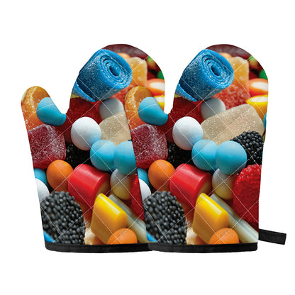 Yummy Gummy Print Oven Mitts