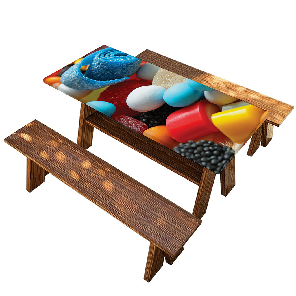 Yummy Gummy Print Picnic Table Cover