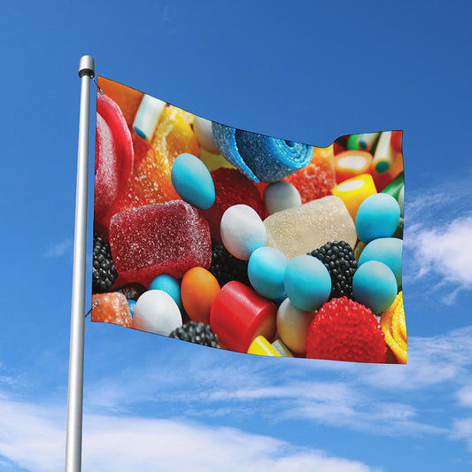 Yummy Gummy Print Polyester Flag