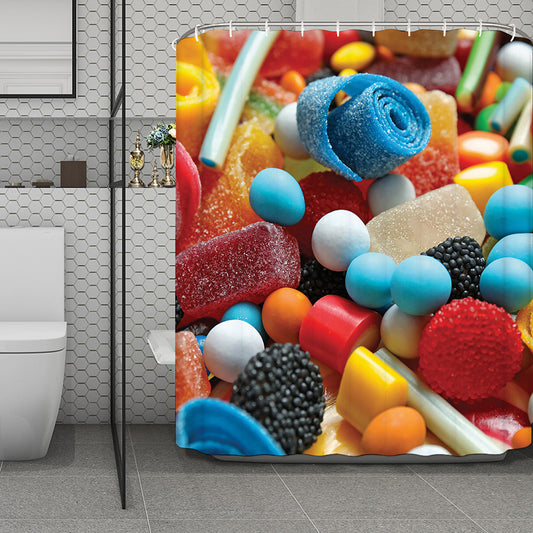 Yummy Gummy Print Polyester Shower Curtain
