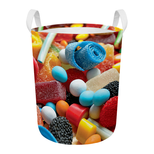 Yummy Gummy Print Round Laundry Basket