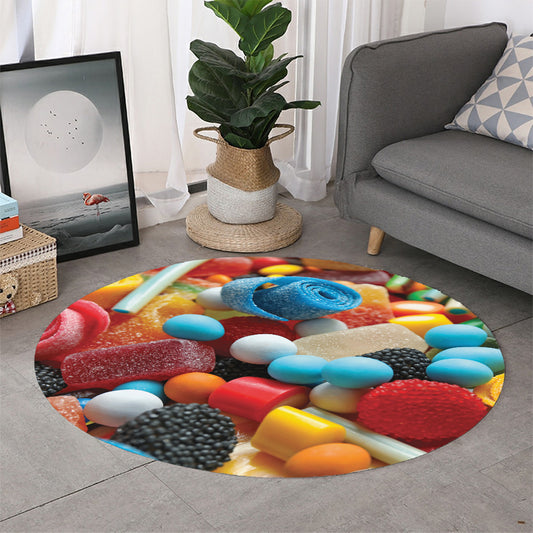 Yummy Gummy Print Round Rug