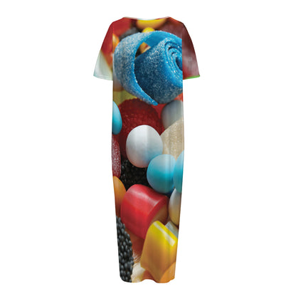 Yummy Gummy Print Short Sleeve Long Nightdress