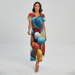 Yummy Gummy Print Short Sleeve Maxi Dress
