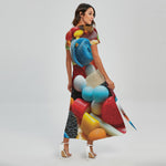 Yummy Gummy Print Short Sleeve Maxi Dress