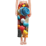 Yummy Gummy Print Side Slit Maxi Skirt