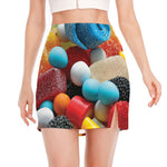 Yummy Gummy Print Side Slit Mini Skirt