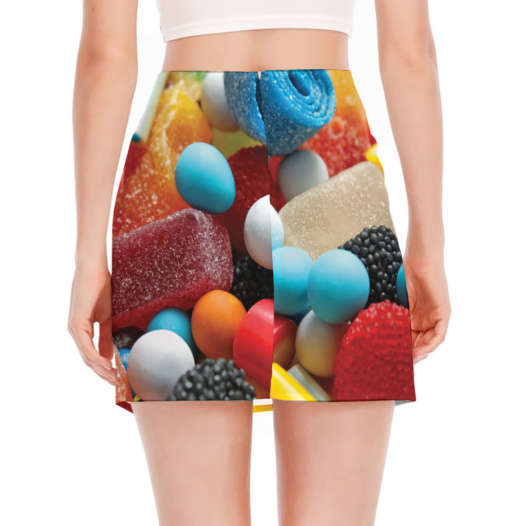 Yummy Gummy Print Side Slit Mini Skirt