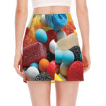 Yummy Gummy Print Side Slit Mini Skirt