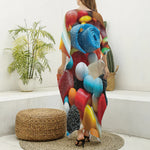 Yummy Gummy Print Silk V-Neck Kaftan Dress