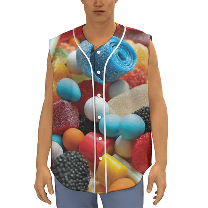 Yummy Gummy Print Sleeveless Baseball Jersey