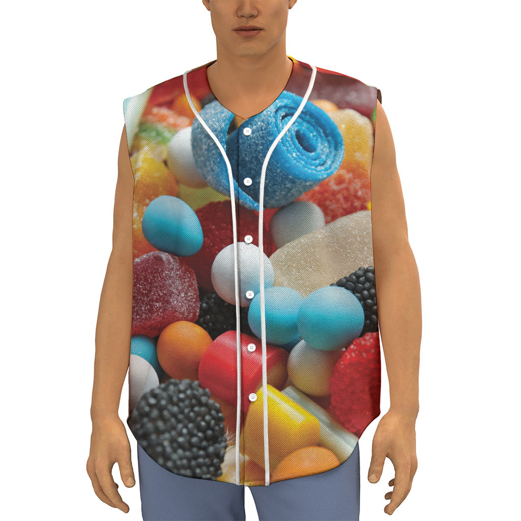 Yummy Gummy Print Sleeveless Baseball Jersey