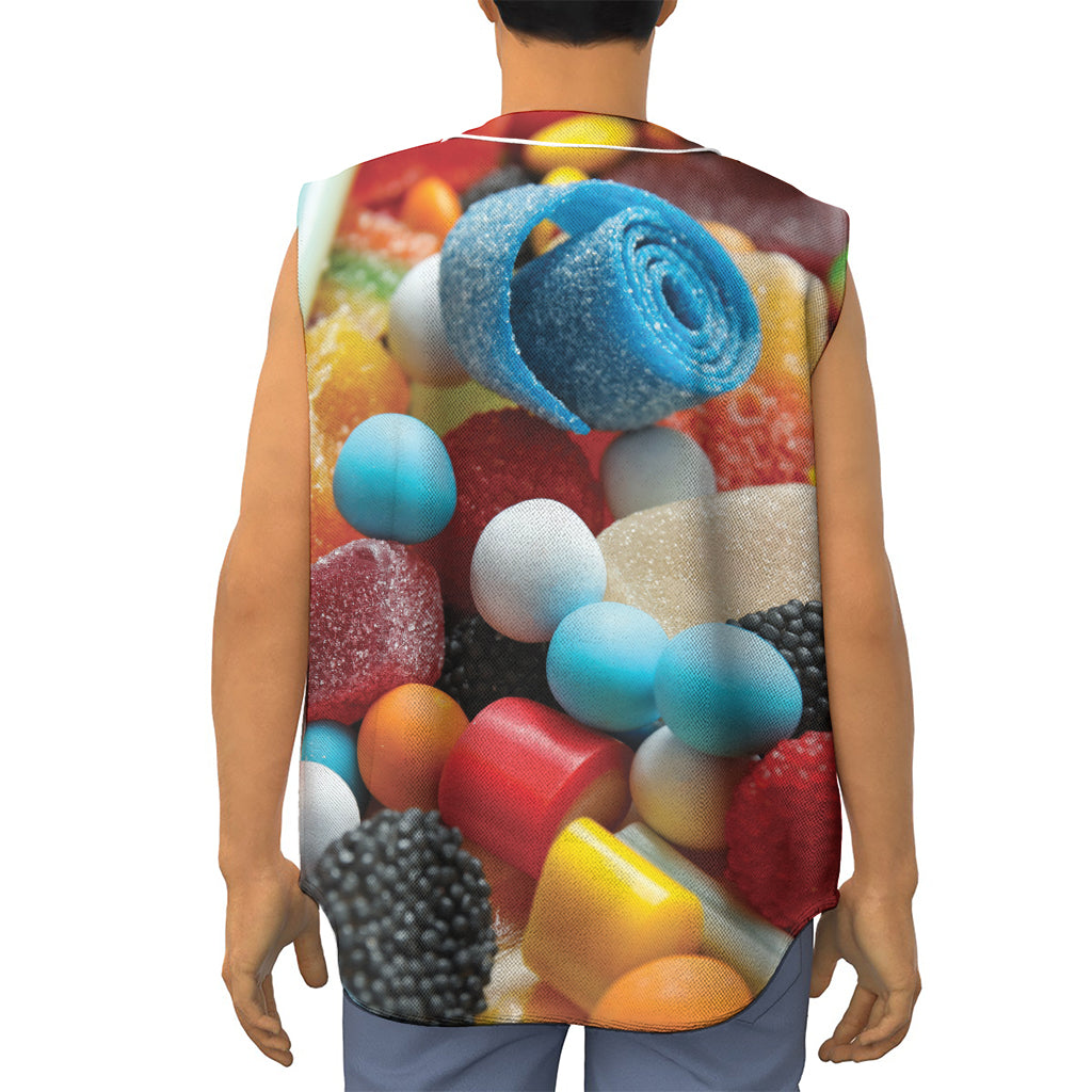 Yummy Gummy Print Sleeveless Baseball Jersey