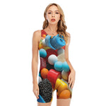 Yummy Gummy Print Sleeveless One Piece Swimsuit