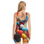 Yummy Gummy Print Sleeveless One Piece Swimsuit