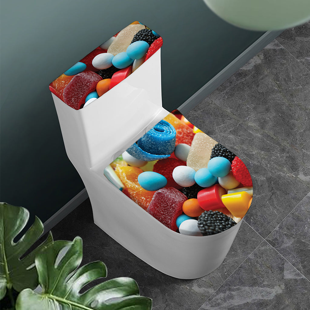 Yummy Gummy Print Toilet Lid And Tank Cover Set