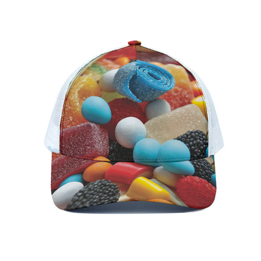 Yummy Gummy Print White Mesh Trucker Cap