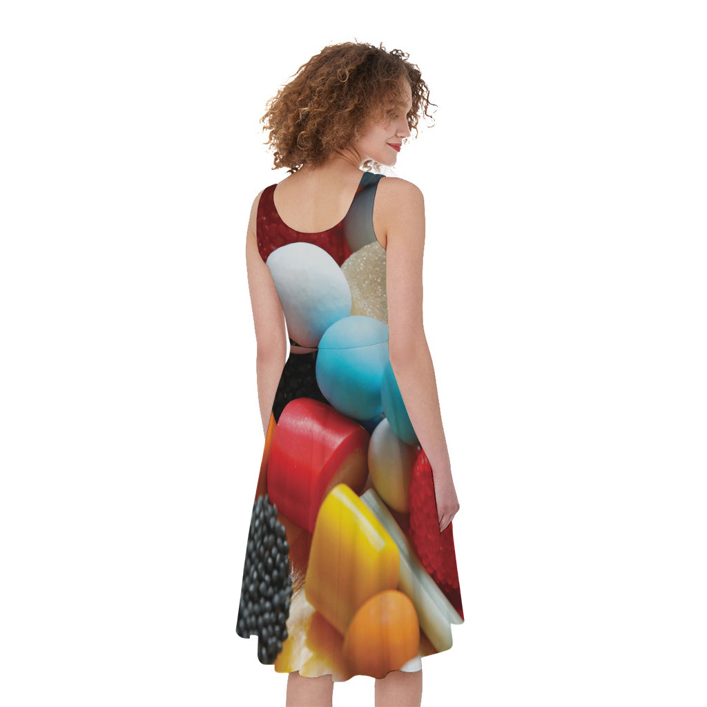 Yummy Gummy Print Women's Sleeveless Dress
