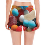 Yummy Gummy Print Women's Split Running Shorts