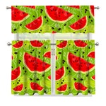 Yummy Watermelon Pieces Pattern Print 3 Piece Kitchen Curtains