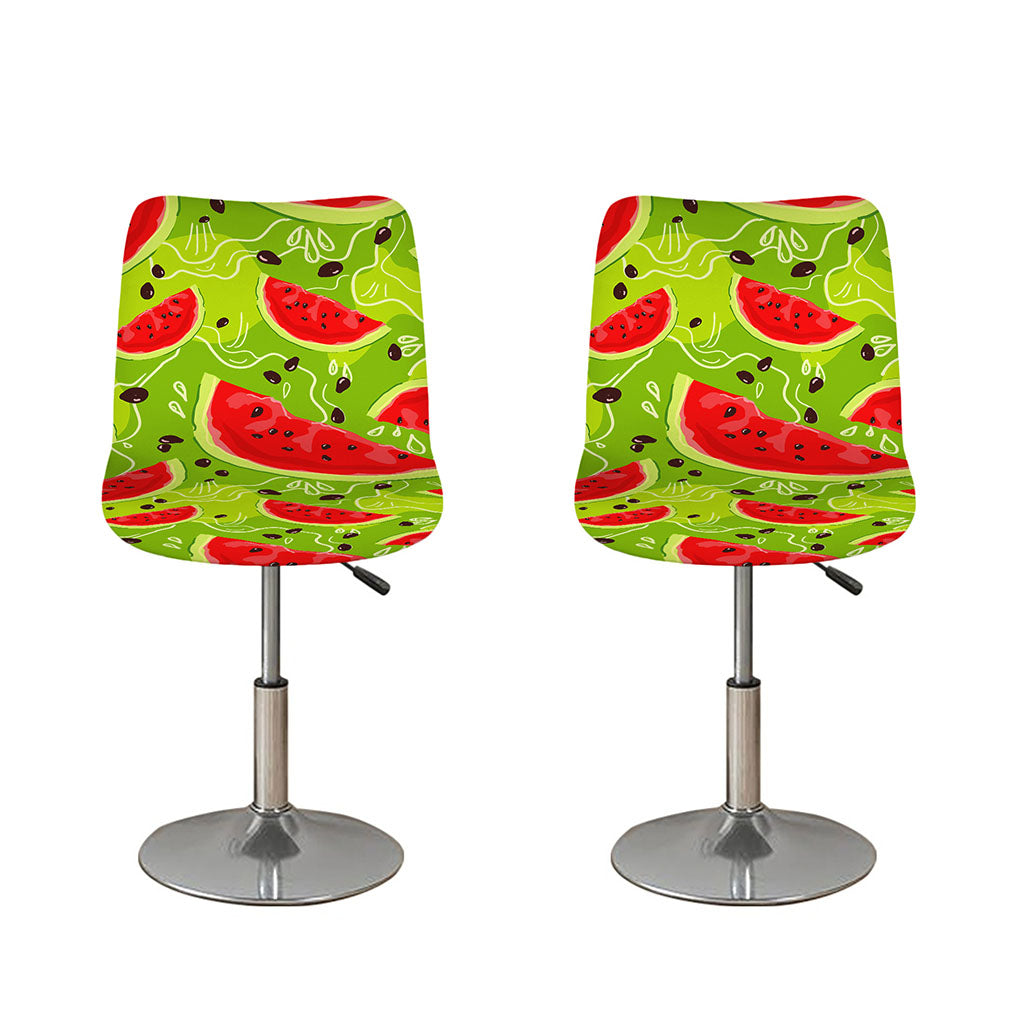 Yummy Watermelon Pieces Pattern Print Bar Stool Covers