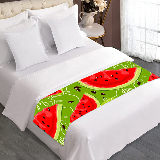 Yummy Watermelon Pieces Pattern Print Bed Runner