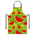 Yummy Watermelon Pieces Pattern Print Bib Apron With Pocket